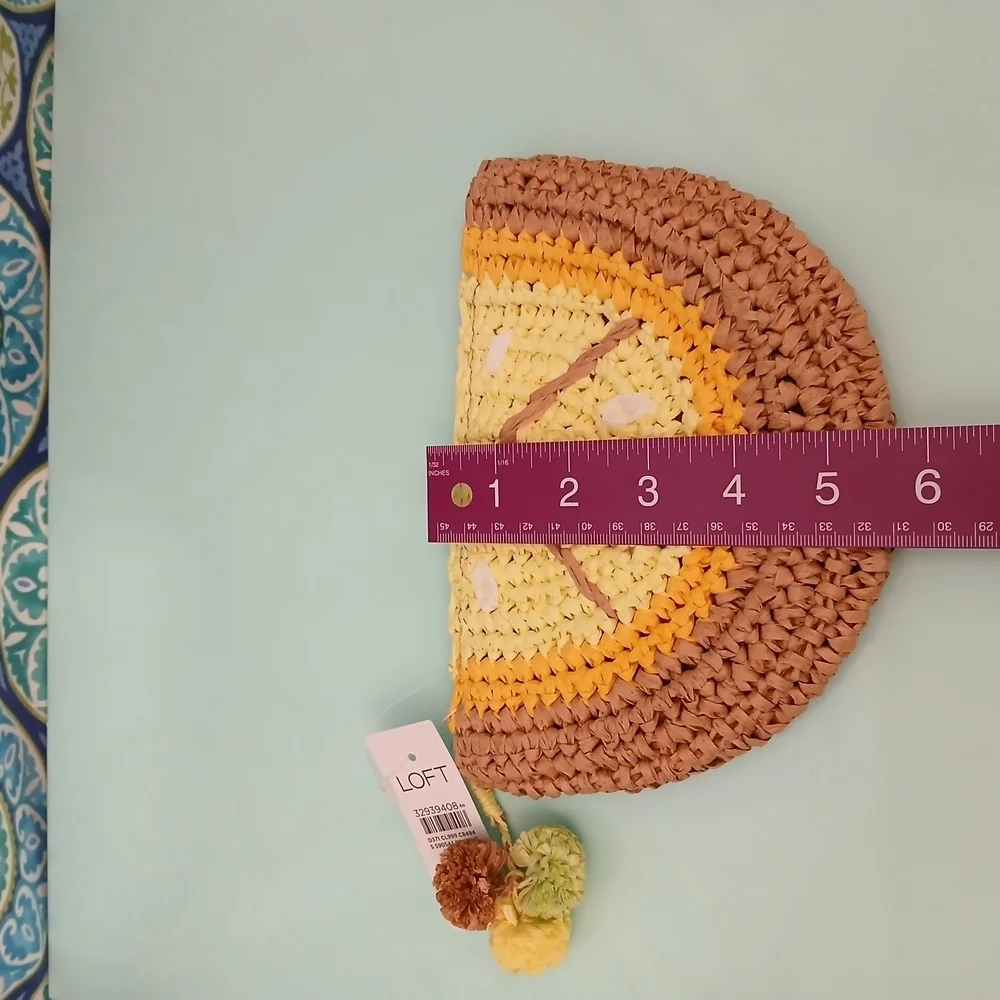 LOFT Lemon Slice Woven Clutch NWT